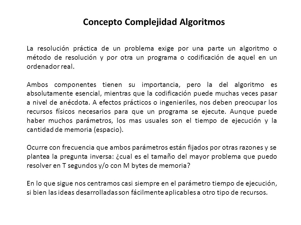 Concepto Complejidad Algoritmos