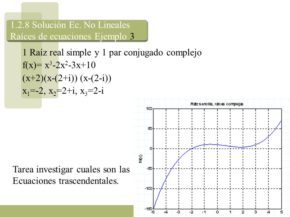 1.2.8 Solución Ec. No Lineales Raíces de ecuaciones Ejemplo 3