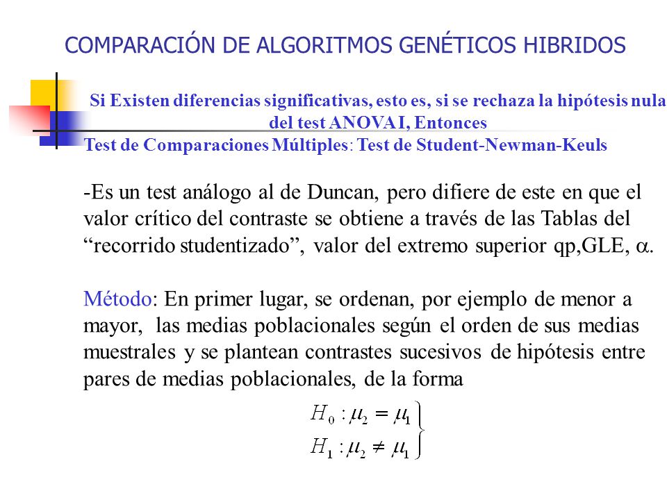 COMPARACIÓN DE ALGORITMOS GENÉTICOS HIBRIDOS