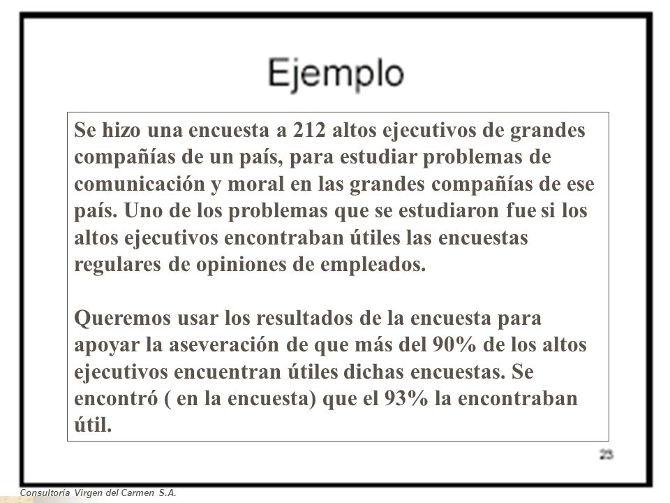 Se hizo una encuesta a 212 altos ejecutivos de grandes compañías de un país, para estudiar problemas de comunicación y moral en las grandes compañías de ese país. Uno de los problemas que se estudiaron fue si los altos ejecutivos encontraban útiles las encuestas regulares de opiniones de empleados.
