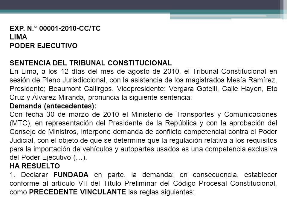 EXP. N.° CC/TC LIMA. PODER EJECUTIVO. SENTENCIA DEL TRIBUNAL CONSTITUCIONAL.