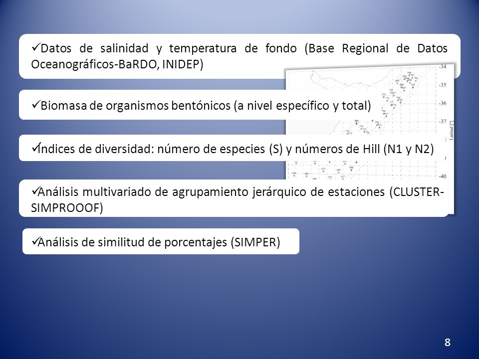 Biomasa de organismos bentónicos (a nivel específico y total)