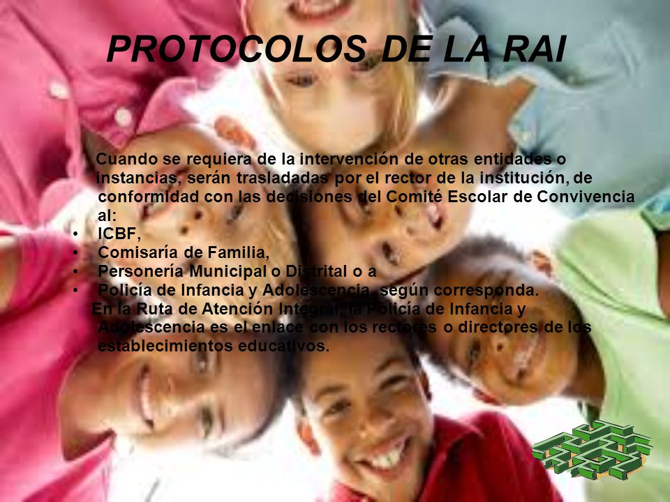 PROTOCOLOS DE LA RAI Cuando se requiera de la intervención de otras entidades o.