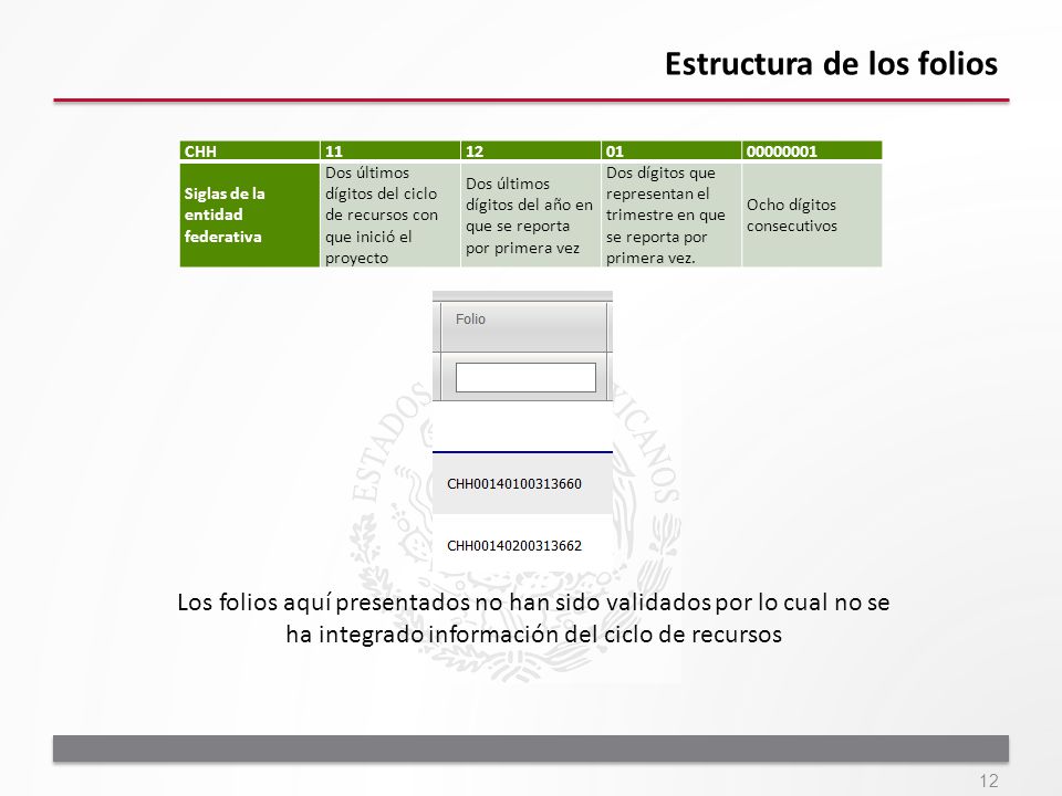 Estructura de los folios