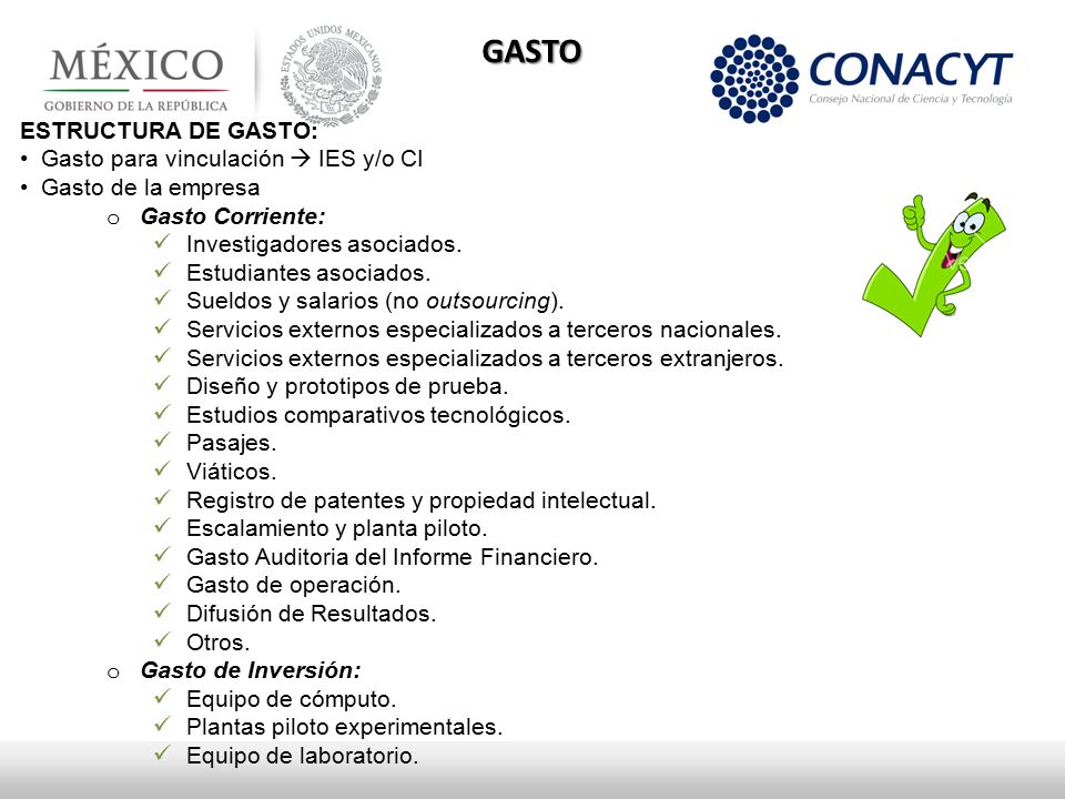 GASTO ESTRUCTURA DE GASTO: Gasto para vinculación  IES y/o CI