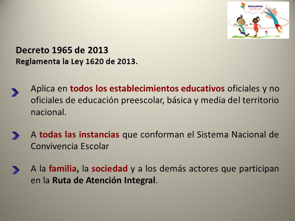 Decreto 1965 de 2013 Reglamenta la Ley 1620 de 2013.