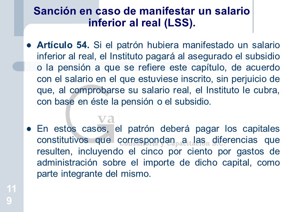 Sanción en caso de manifestar un salario inferior al real (LSS).