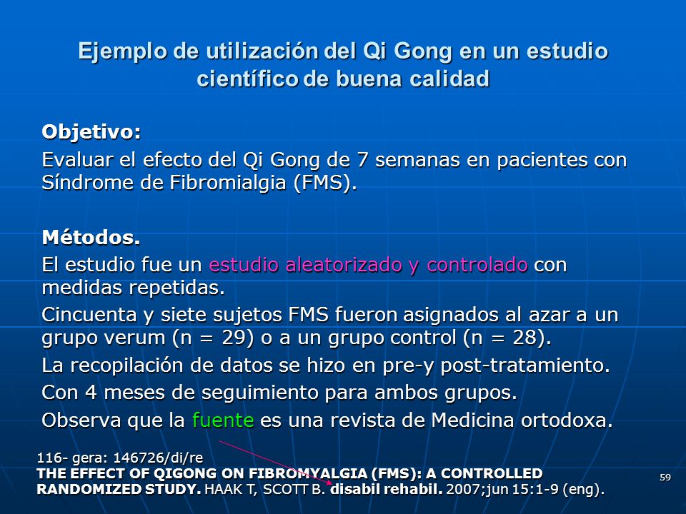 Ejemplo de utilización del Qi Gong en un estudio científico de buena calidad
