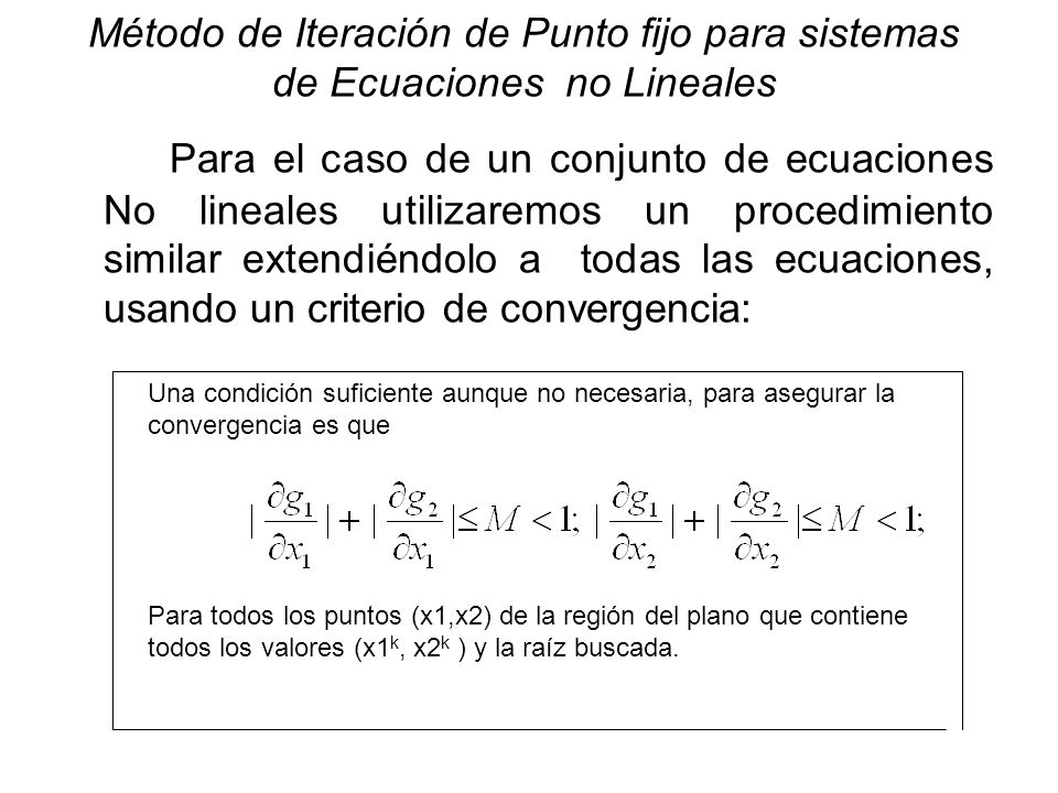Método de Iteración de Punto fijo para sistemas de Ecuaciones no Lineales