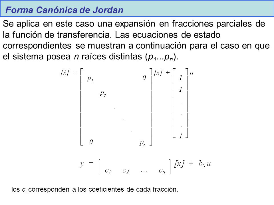 Forma Canonica De Jordan Funcion De Transferencia
