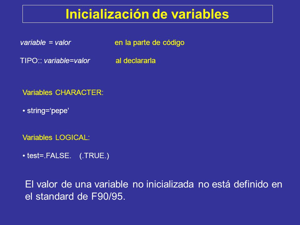 Inicialización de variables