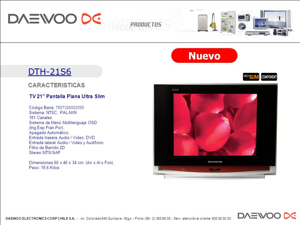 Nuevo DTH-21S6 CARACTERISTICAS TV 21 Pantalla Plana Ultra Slim