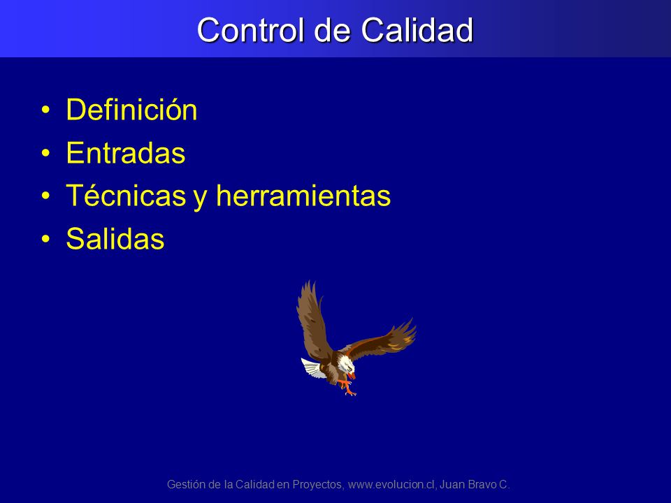 Gestión de la Calidad en Proyectos,   Juan Bravo C.