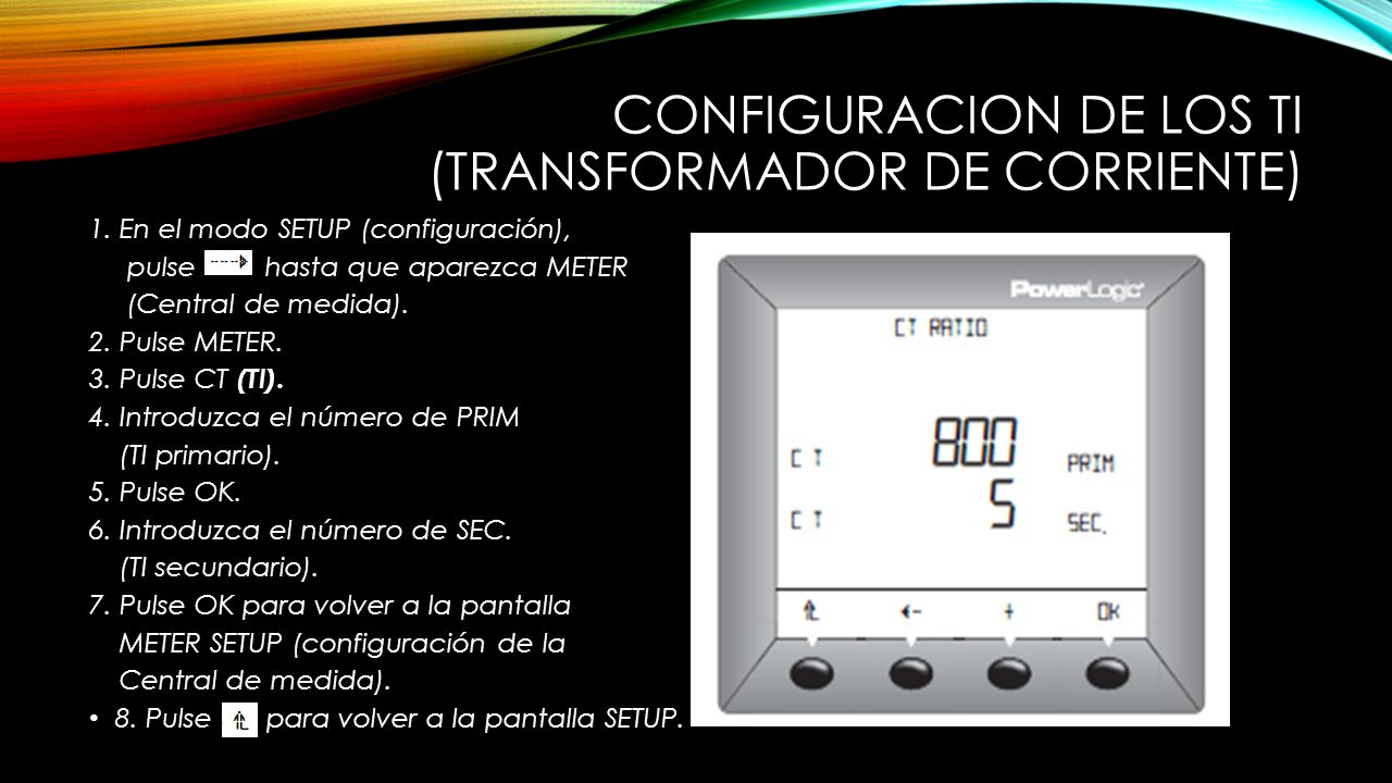 CONFIGURACION DE LOS TI (Transformador de Corriente)