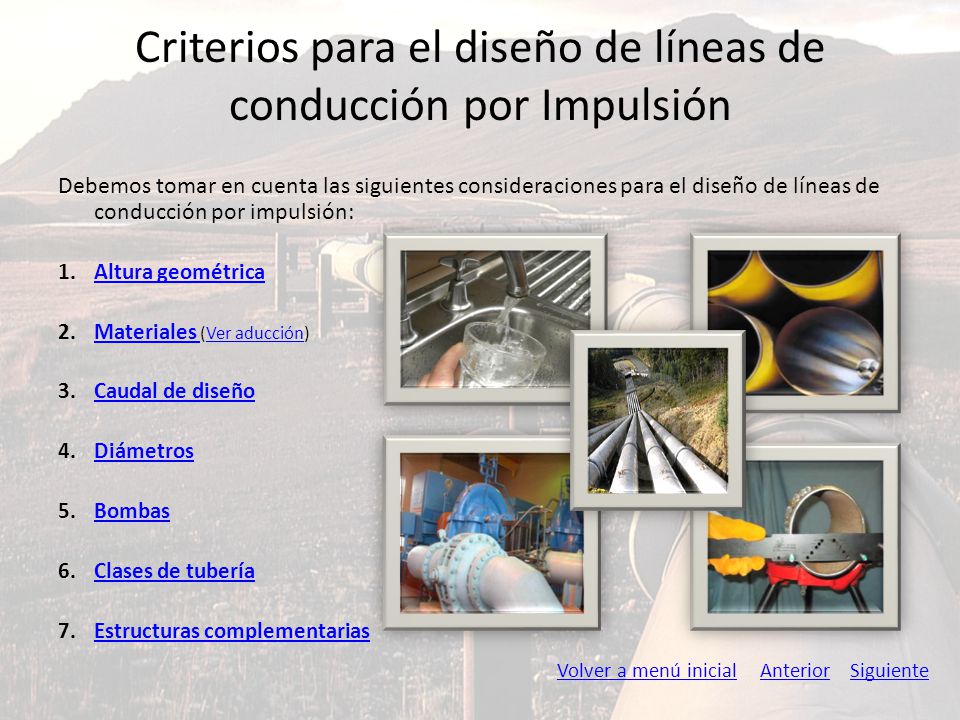Criterios para el diseño de líneas de conducción por Impulsión