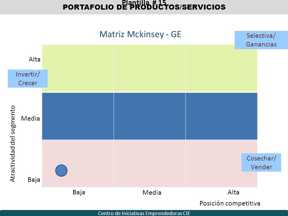 Matriz Mckinsey - GE Plantilla # 15 PORTAFOLIO DE PRODUCTOS/SERVICIOS