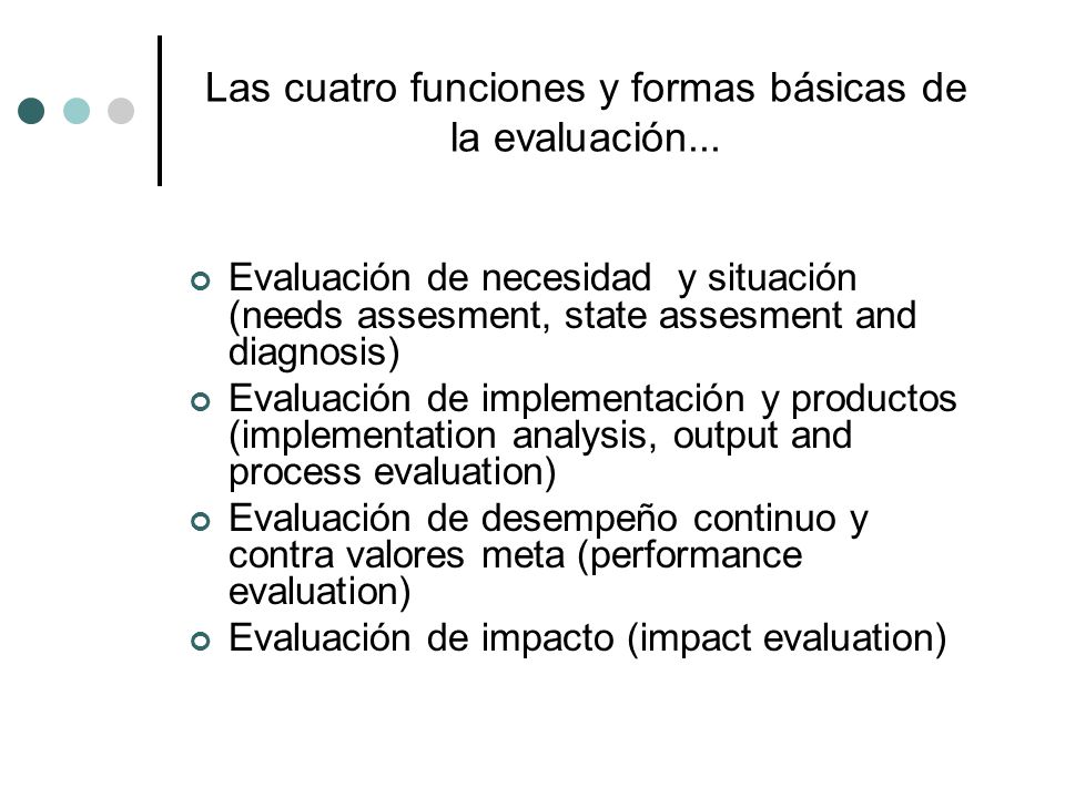 Las cuatro funciones y formas básicas de la evaluación...