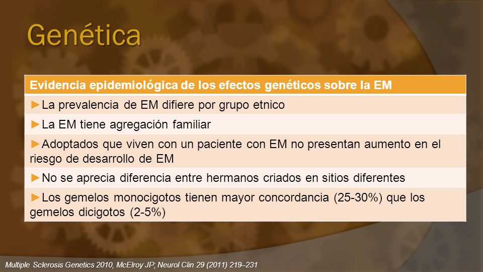 Genética Evidencia epidemiológica de los efectos genéticos sobre la EM