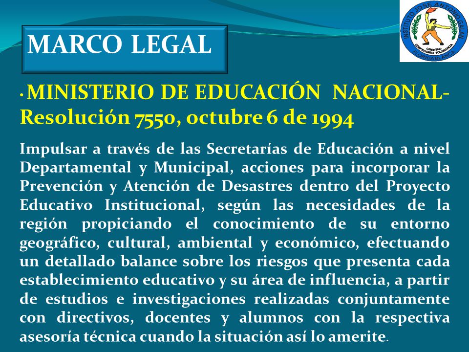 MARCO LEGAL MINISTERIO DE EDUCACIÓN NACIONAL- Resolución 7550, octubre 6 de