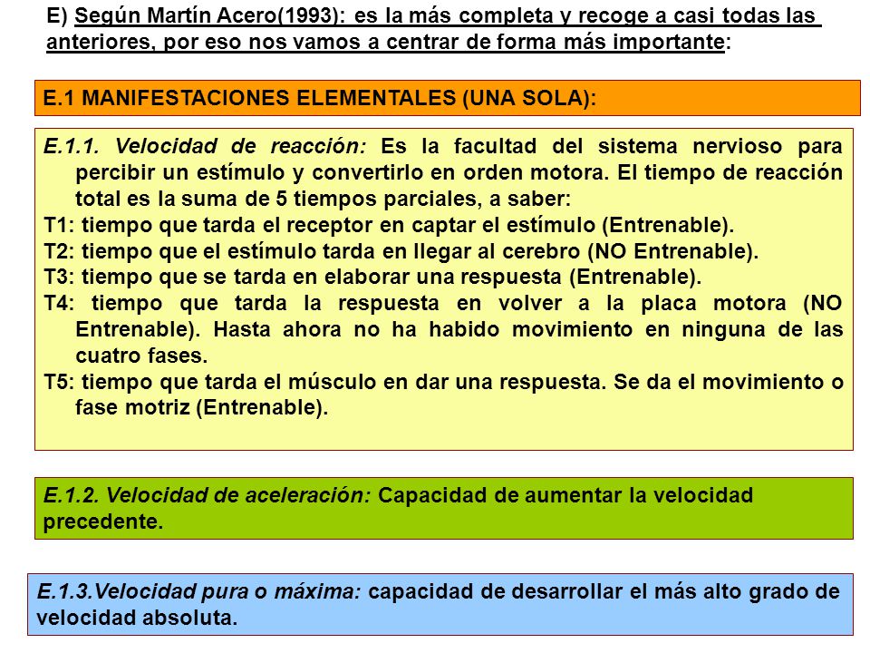 E) Según Martín Acero(1993): es la más completa y recoge a casi todas las