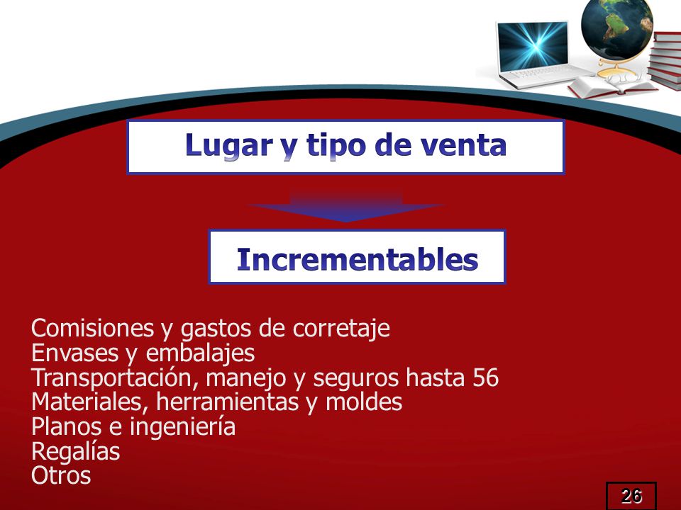Lugar y tipo de venta Incrementables