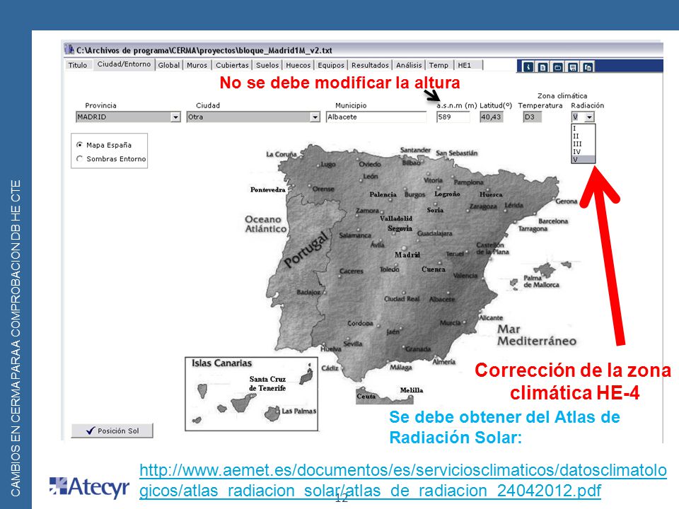 Corrección de la zona climática HE-4