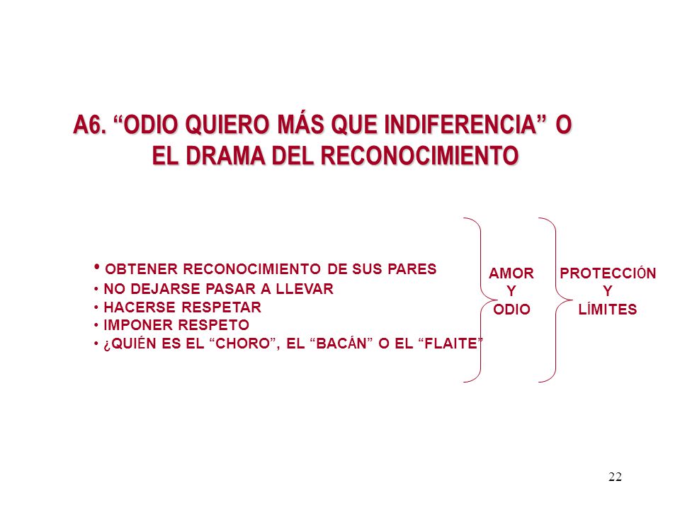 A6. ODIO QUIERO MÁS QUE INDIFERENCIA O EL DRAMA DEL RECONOCIMIENTO
