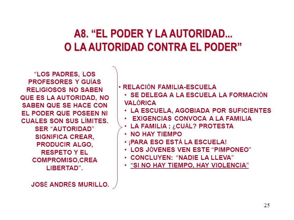 A8. EL PODER Y LA AUTORIDAD... O LA AUTORIDAD CONTRA EL PODER
