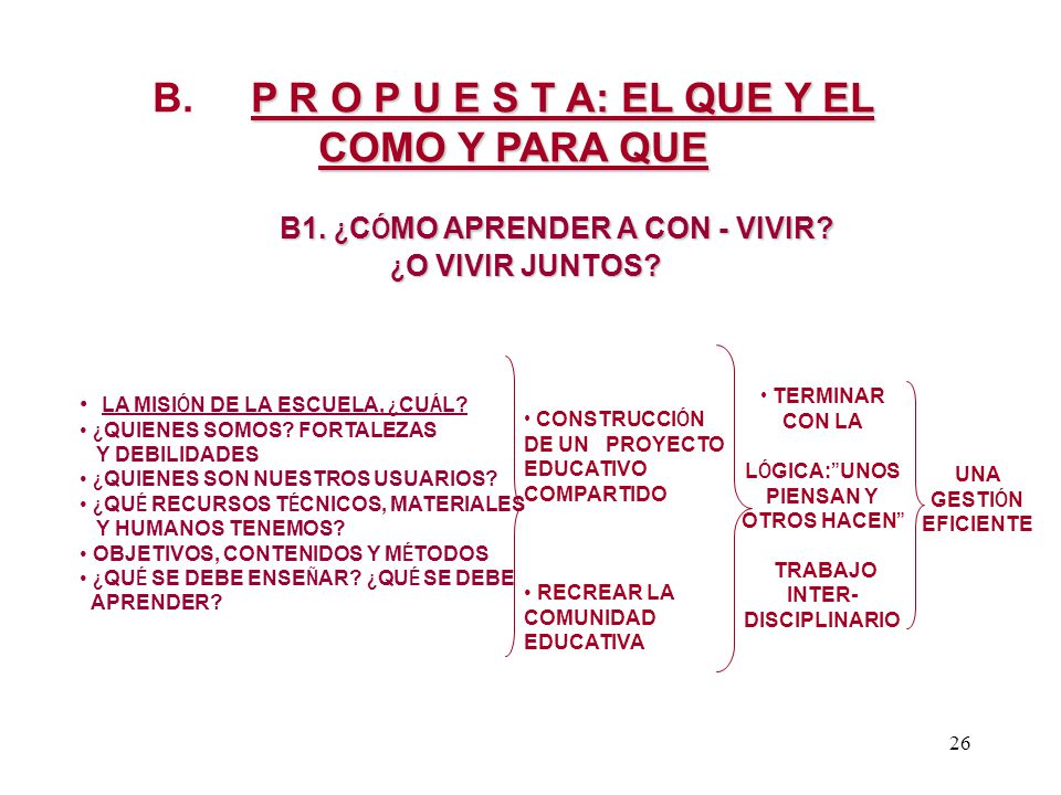 B. P R O P U E S T A: EL QUE Y EL COMO Y PARA QUE