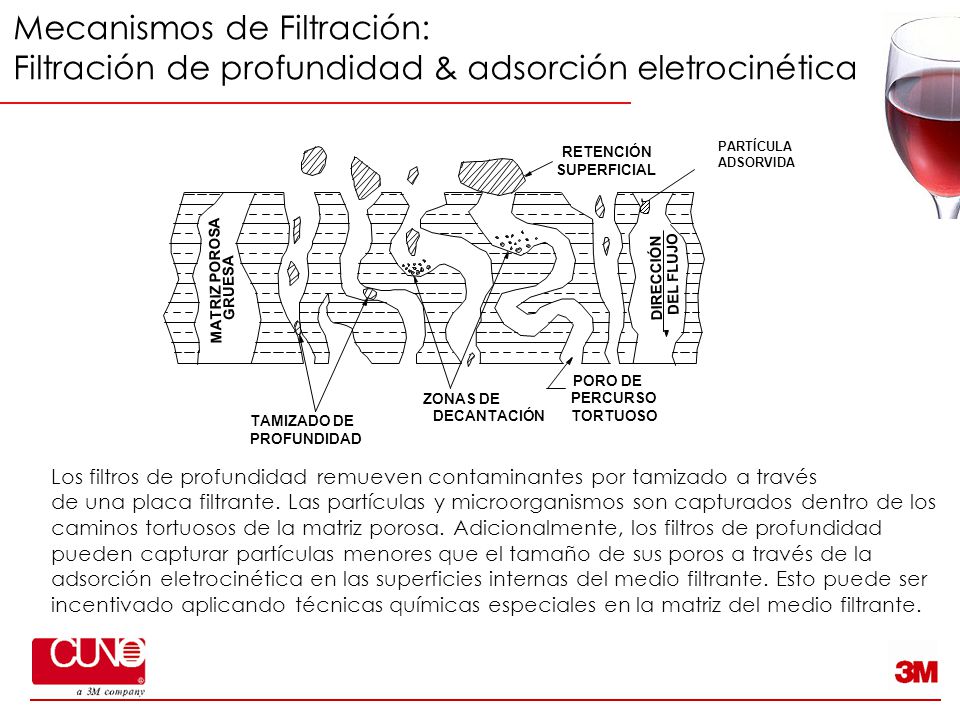 Mecanismos de Filtración: Filtración de profundidad & adsorción eletrocinética