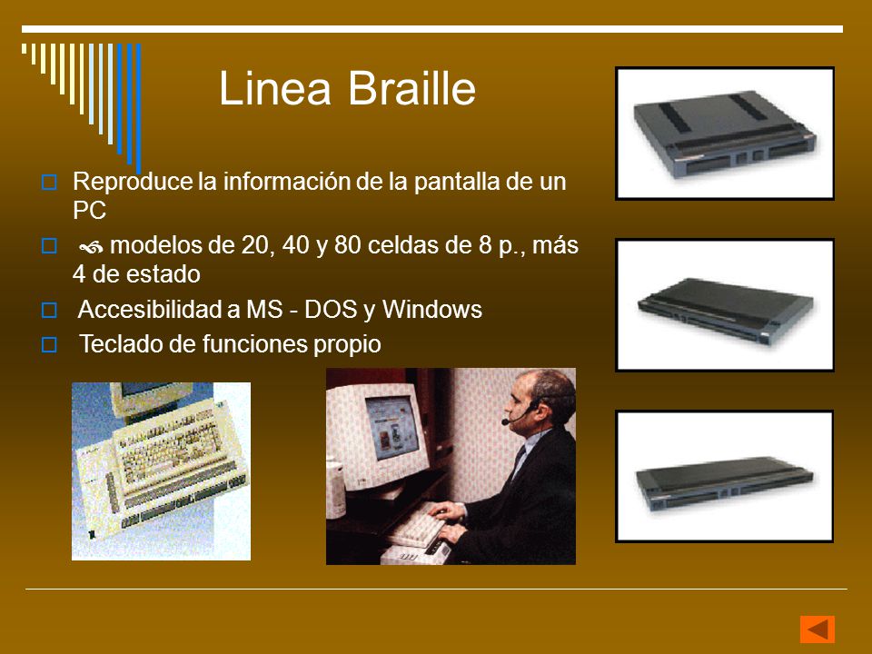 Linea Braille Reproduce la información de la pantalla de un PC