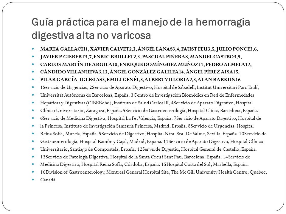Guía práctica para el manejo de la hemorragia digestiva alta no varicosa