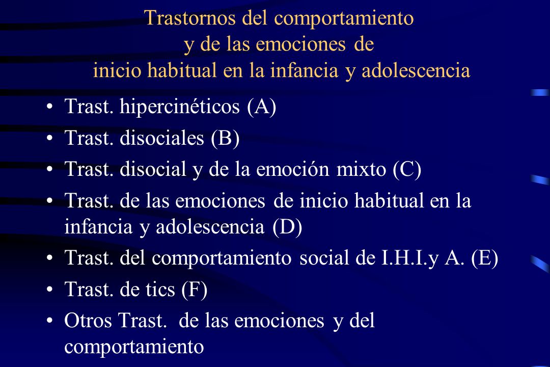 Trastornos del comportamiento y de las emociones de inicio habitual en la infancia y adolescencia