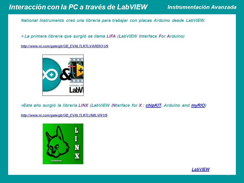 Interacción con la PC a través de LabVIEW Instrumentación Avanzada