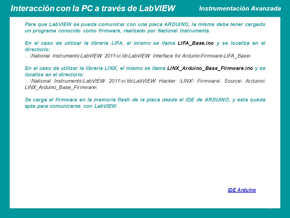 Interacción con la PC a través de LabVIEW Instrumentación Avanzada