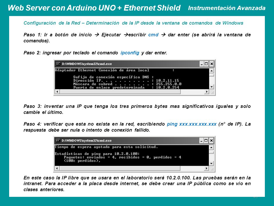 Web Server con Arduino UNO + Ethernet Shield Instrumentación Avanzada