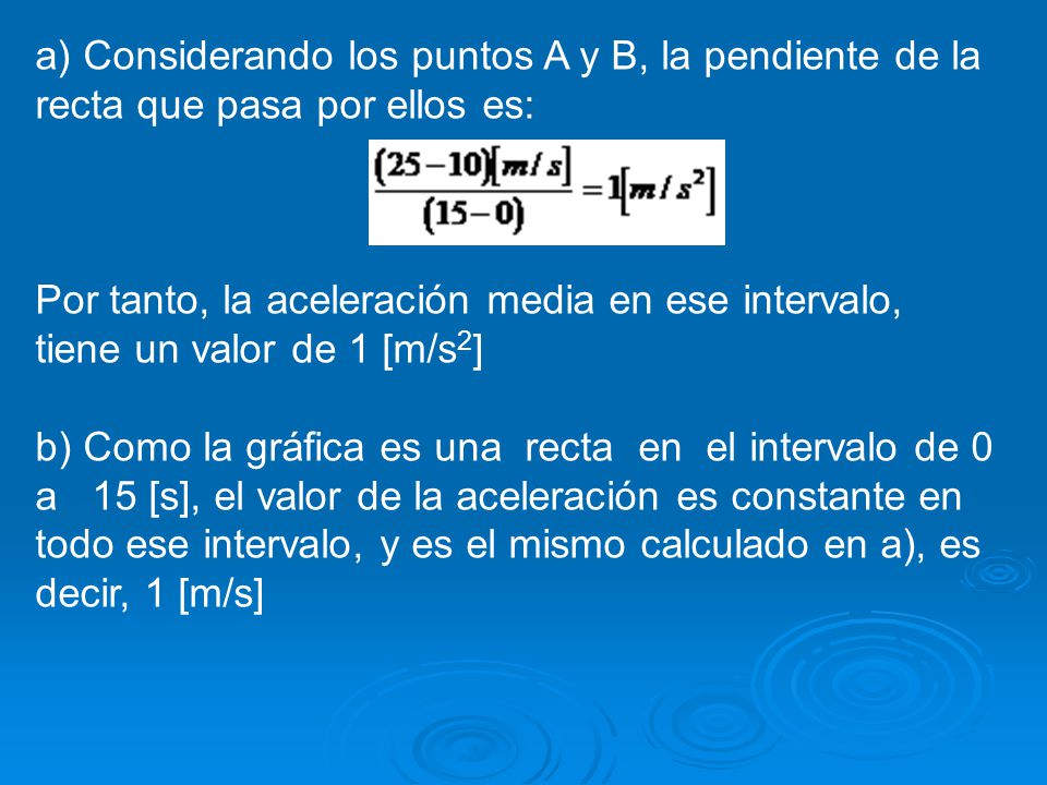 a) Considerando los puntos A y B, la pendiente de la recta que pasa por ellos es: