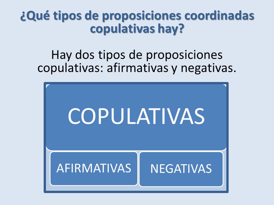 ¿Qué tipos de proposiciones coordinadas copulativas hay