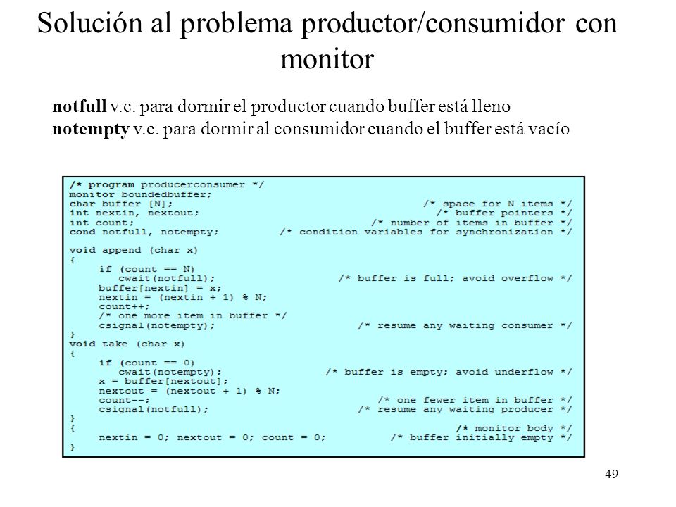 Solución al problema productor/consumidor con monitor