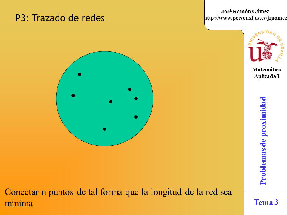P3: Trazado de redes Conectar n puntos de tal forma que la longitud de la red sea mínima