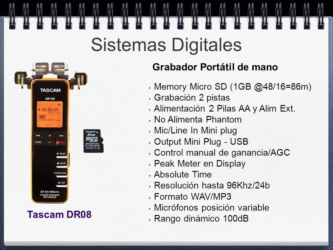 Sistemas Digitales Grabador Portátil de mano Tascam DR08