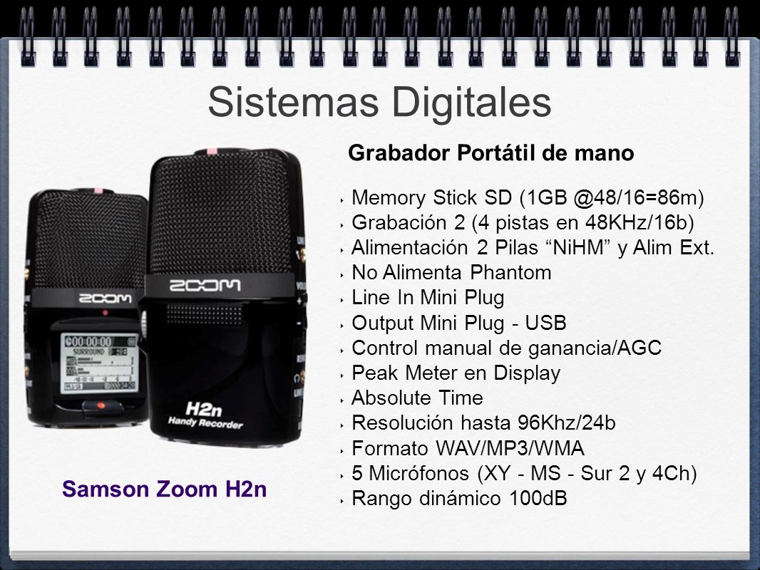 Sistemas Digitales Grabador Portátil de mano Samson Zoom H2n