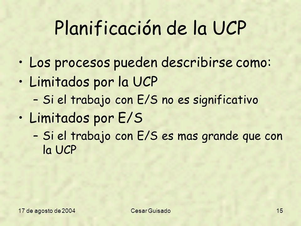 Planificación de la UCP