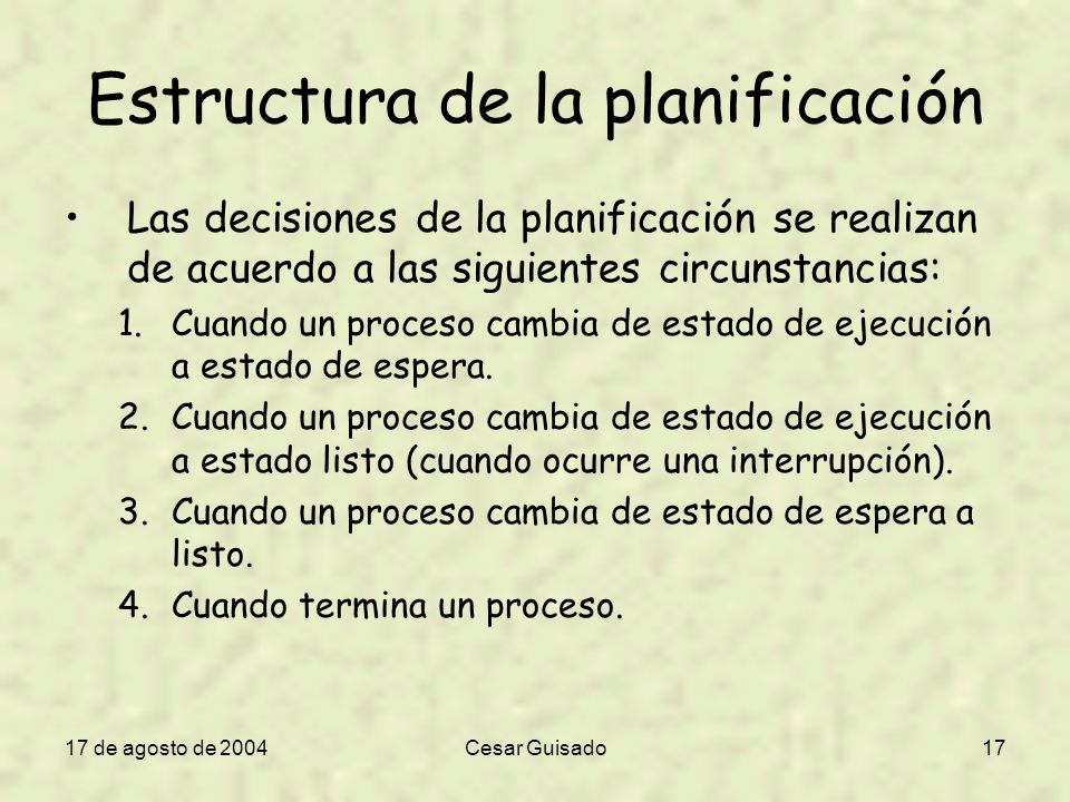 Estructura de la planificación