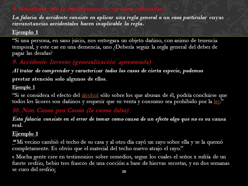8. Accidente (de la regla general a un caso particular)