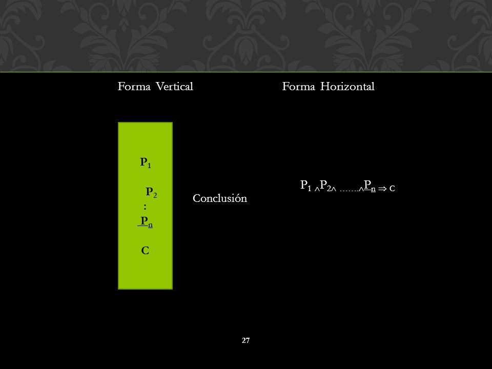 Forma Vertical Forma Horizontal P1 P2 …….Pn  C