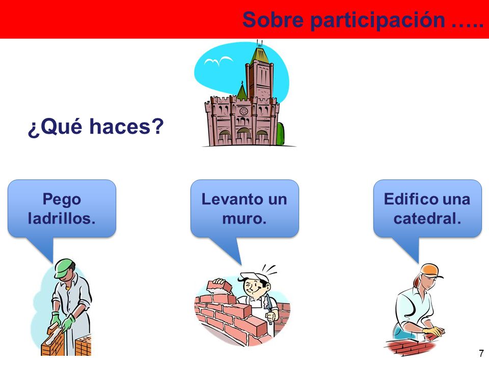 Sobre participación ….. ¿Qué haces Pego ladrillos. Levanto un muro.