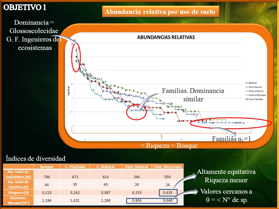 No. total de individuos (N) No. total de familias (S)