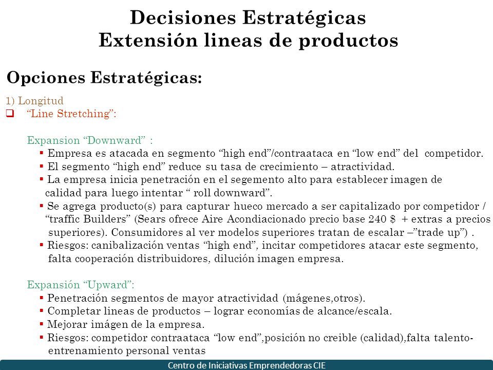 Decisiones Estratégicas Extensión lineas de productos