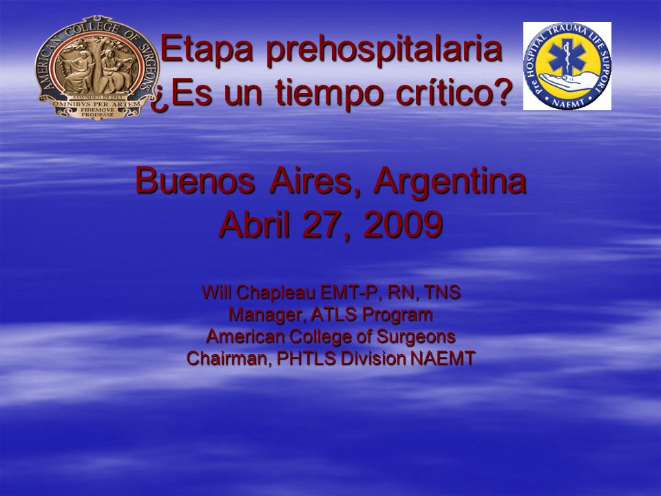 Etapa prehospitalaria ¿Es un tiempo crítico